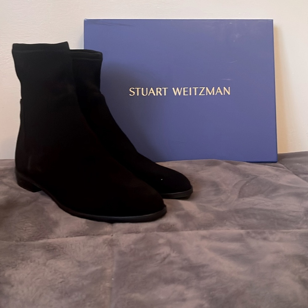 NIB Stuart Weitzman suede stretch Black Boots